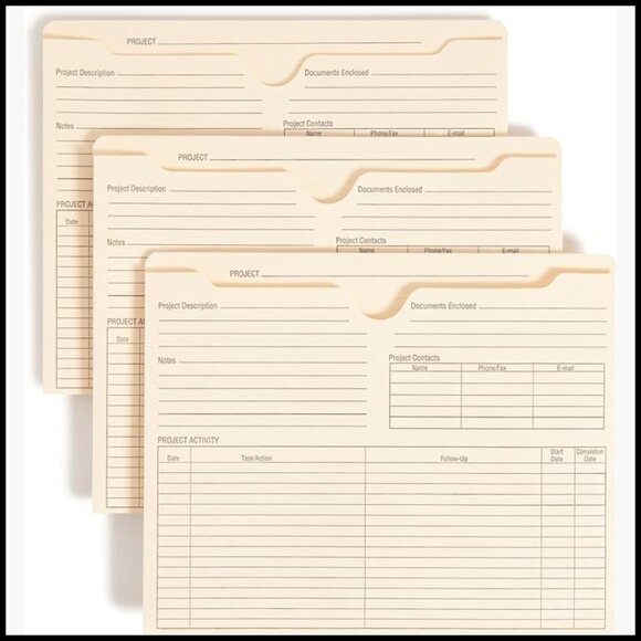 Reinforced Straight-Cut Tab File Jackets 25 Count Manila Paper
